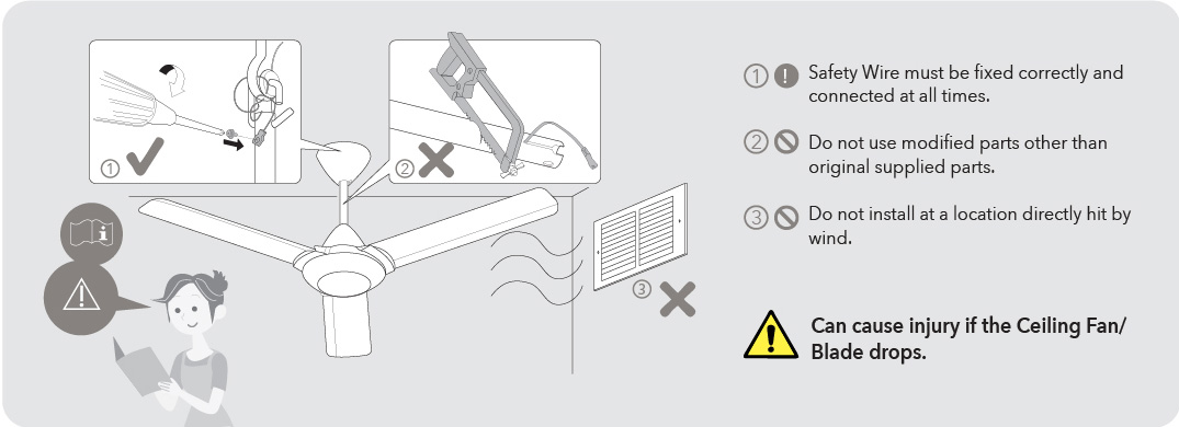 How not to fix your ceiling fan.